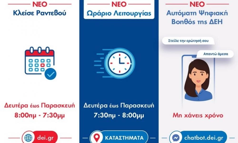ΔΕΗ: Τρεις νέες υπηρεσίες εξυπηρέτησης των πελατών της